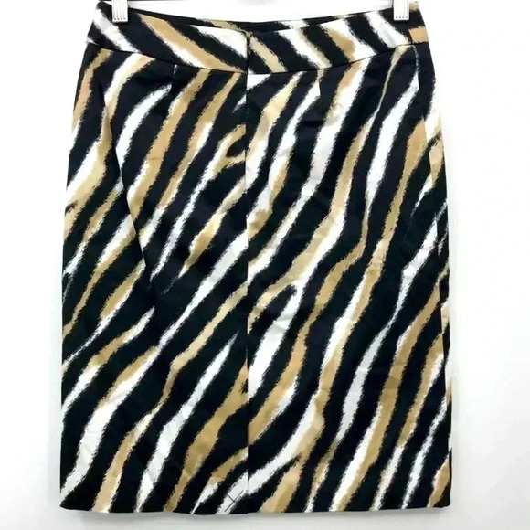 TALBOTS PENCIL SKIRT ANIMAL ZEBRA PRINT TAN $  BROWN TRENDY MIDI  SIZE 14 petite - Picture 2 of 11
